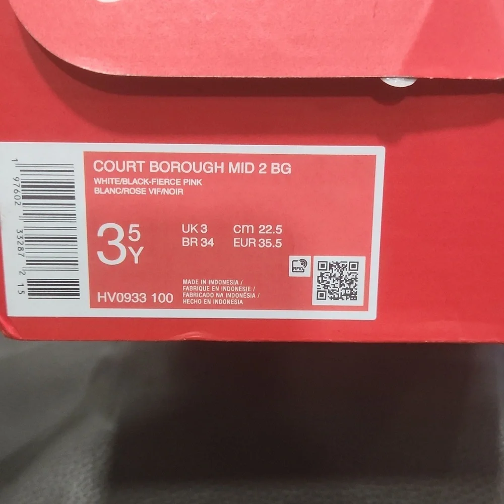 Nike High-Tops in Pink and Black Girls Court Borough Mid 2 Sz 3.5 - Picture 8 of 8